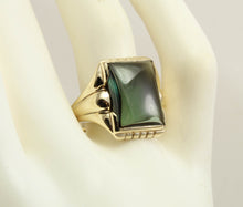 Load image into Gallery viewer, Antique 1920&#39;s Art Deco LARGE 12ct Green Sapphire 10k Solid Yellow Gold Men&#39;s Ring