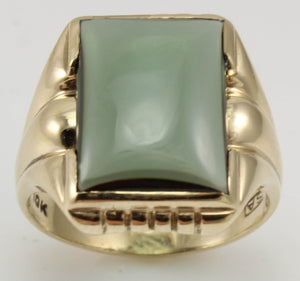 Antique 1920's Art Deco LARGE 12ct Green Sapphire 10k Solid Yellow Gold Men's Ring