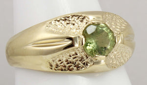 Antique 1930's Late Period Art Deco Antique Cut Natural Green Tourmaline 10k Solid Gold Men's Ring