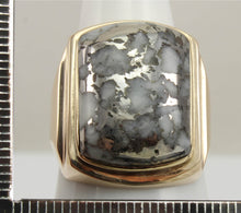 Load image into Gallery viewer, HEAVY Antique 1920&#39;s Art Deco LARGE RARE Natural Silver in Quartz 10k Solid Yellow Gold Men&#39;s Ring