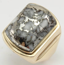 Load image into Gallery viewer, HEAVY Antique 1920&#39;s Art Deco LARGE RARE Natural Silver in Quartz 10k Solid Yellow Gold Men&#39;s Ring