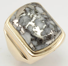 Load image into Gallery viewer, HEAVY Antique 1920&#39;s Art Deco LARGE RARE Natural Silver in Quartz 10k Solid Yellow Gold Men&#39;s Ring