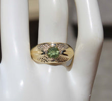 Load image into Gallery viewer, Antique 1930&#39;s Late Period Art Deco Antique Cut Natural Green Tourmaline 10k Solid Gold Men&#39;s Ring