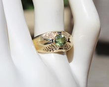 Load image into Gallery viewer, Antique 1930&#39;s Late Period Art Deco Antique Cut Natural Green Tourmaline 10k Solid Gold Men&#39;s Ring