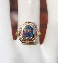 Load image into Gallery viewer, RARE Antique 1920&#39;s Art Deco Natural Opal &amp; Persian Turquoise 10k Solid Gold Cocktail Flip Ring