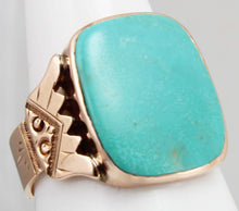 Load image into Gallery viewer, Antique Victorian RARE Natural Persian Turquoise Engraved 14k Solid Rose Gold Ladies Cocktail Ring