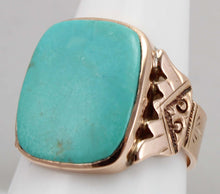 Load image into Gallery viewer, Antique Victorian RARE Natural Persian Turquoise Engraved 14k Solid Rose Gold Ladies Cocktail Ring