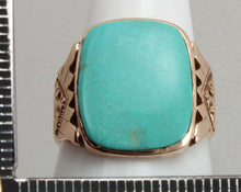 Load image into Gallery viewer, Antique Victorian RARE Natural Persian Turquoise Engraved 14k Solid Rose Gold Ladies Cocktail Ring