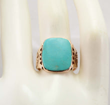 Load image into Gallery viewer, Antique Victorian RARE Natural Persian Turquoise Engraved 14k Solid Rose Gold Ladies Cocktail Ring