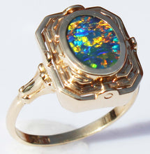 Load image into Gallery viewer, RARE Antique 1920&#39;s Art Deco Natural Opal &amp; Persian Turquoise 10k Solid Gold Cocktail Flip Ring