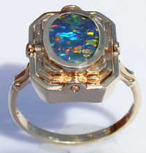 Load image into Gallery viewer, RARE Antique 1920&#39;s Art Deco Natural Opal &amp; Persian Turquoise 10k Solid Gold Cocktail Flip Ring