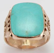 Load image into Gallery viewer, Antique Victorian RARE Natural Persian Turquoise Engraved 14k Solid Rose Gold Ladies Cocktail Ring