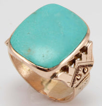 Load image into Gallery viewer, Antique Victorian RARE Natural Persian Turquoise Engraved 14k Solid Rose Gold Ladies Cocktail Ring