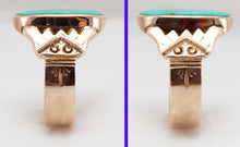 Load image into Gallery viewer, Antique Victorian RARE Natural Persian Turquoise Engraved 14k Solid Rose Gold Ladies Cocktail Ring