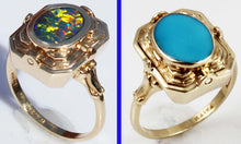 Load image into Gallery viewer, RARE Antique 1920&#39;s Art Deco Natural Opal &amp; Persian Turquoise 10k Solid Gold Cocktail Flip Ring