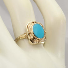 Load image into Gallery viewer, RARE Antique 1920&#39;s Art Deco Natural Opal &amp; Persian Turquoise 10k Solid Gold Cocktail Flip Ring