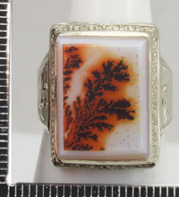 Load image into Gallery viewer, Antique 1920&#39;s Art Deco LARGE RARE COLORFUL Natural Dendritic Agate 10k Solid White Gold Men&#39;s Ring