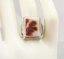 Load image into Gallery viewer, Antique 1920&#39;s Art Deco LARGE RARE COLORFUL Natural Dendritic Agate 10k Solid White Gold Men&#39;s Ring