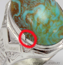 Load image into Gallery viewer, Antique Natural RARE COLLAPSED SWIRLING ORANGE MATRIX Kingman Mine Turquoise Silver Men&#39;s Ring