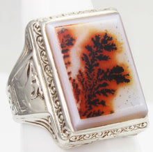 Load image into Gallery viewer, Antique 1920&#39;s Art Deco LARGE RARE COLORFUL Natural Dendritic Agate 10k Solid White Gold Men&#39;s Ring