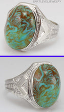 Load image into Gallery viewer, Antique Natural RARE COLLAPSED SWIRLING ORANGE MATRIX Kingman Mine Turquoise Silver Men&#39;s Ring