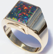 Load image into Gallery viewer, Antique 1920&#39;s Art Deco RAINBOW RARE Black Natural Opal 10k Solid Yellow Gold Men&#39;s Ring