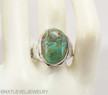 Load image into Gallery viewer, Antique Natural RARE COLLAPSED SWIRLING ORANGE MATRIX Kingman Mine Turquoise Silver Men&#39;s Ring