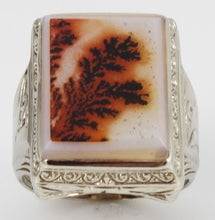 Load image into Gallery viewer, Antique 1920&#39;s Art Deco LARGE RARE COLORFUL Natural Dendritic Agate 10k Solid White Gold Men&#39;s Ring