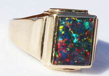 Load image into Gallery viewer, Antique 1920&#39;s Art Deco RAINBOW RARE Black Natural Opal 10k Solid Yellow Gold Men&#39;s Ring