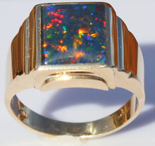 Load image into Gallery viewer, Antique 1920&#39;s Art Deco RAINBOW RARE Black Natural Opal 10k Solid Yellow Gold Men&#39;s Ring