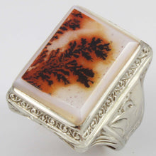 Load image into Gallery viewer, Antique 1920&#39;s Art Deco LARGE RARE COLORFUL Natural Dendritic Agate 10k Solid White Gold Men&#39;s Ring