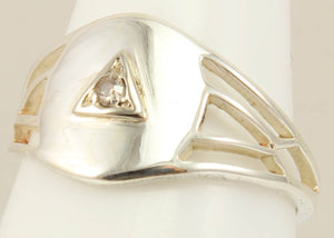 Antique Ostby & Barton 1920's Art Deco Diamond Silver & 10k Solid White Gold Ladies Cocktail Ring