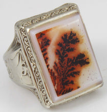 Load image into Gallery viewer, Antique 1920&#39;s Art Deco LARGE RARE COLORFUL Natural Dendritic Agate 10k Solid White Gold Men&#39;s Ring