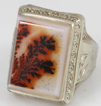 Load image into Gallery viewer, Antique 1920&#39;s Art Deco LARGE RARE COLORFUL Natural Dendritic Agate 10k Solid White Gold Men&#39;s Ring