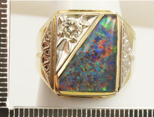 Load image into Gallery viewer, Antique 1920&#39;s Art Deco LARGE RARE Black Natural Opal &amp; 1/3ct Diamond 10k Solid Gold Men&#39;s Ring