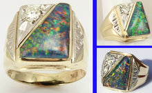 Load image into Gallery viewer, Antique 1920&#39;s Art Deco LARGE RARE Black Natural Opal &amp; 1/3ct Diamond 10k Solid Gold Men&#39;s Ring