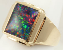 Load image into Gallery viewer, Antique 1920&#39;s Art Deco RAINBOW RARE Black Natural Opal 10k Solid Yellow Gold Men&#39;s Ring