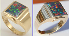 Load image into Gallery viewer, Antique 1920&#39;s Art Deco RAINBOW RARE Black Natural Opal 10k Solid Yellow Gold Men&#39;s Ring