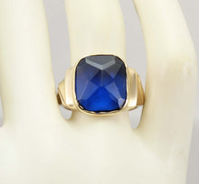 Load image into Gallery viewer, Antique Art Deco Budlong Docherty &amp; Armstrong LARGE Cushion Cut Blue Spinel 10k Solid Gold Mens Ring