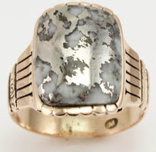 Load image into Gallery viewer, Antique Victorian RARE Natural Silver Ore in Quartz Hand Engraved 14k Solid Rose Gold Men&#39;s Ring