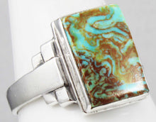 Load image into Gallery viewer, Antique 1920&#39;s Art Deco Ostby &amp; Barton Natural RARE  MATRIX Kingman Turquoise Solid Silver Mens Ring