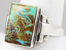 Load image into Gallery viewer, Antique 1920&#39;s Art Deco Ostby &amp; Barton Natural RARE  MATRIX Kingman Turquoise Solid Silver Mens Ring