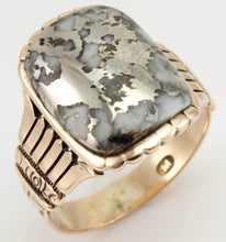 Load image into Gallery viewer, Antique Victorian RARE Natural Silver Ore in Quartz Hand Engraved 14k Solid Rose Gold Men&#39;s Ring