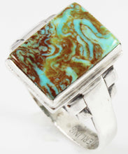 Load image into Gallery viewer, Antique 1920&#39;s Art Deco Ostby &amp; Barton Natural RARE  MATRIX Kingman Turquoise Solid Silver Mens Ring