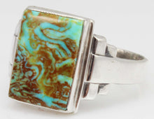 Load image into Gallery viewer, Antique 1920&#39;s Art Deco Ostby &amp; Barton Natural RARE  MATRIX Kingman Turquoise Solid Silver Mens Ring