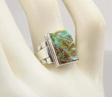 Load image into Gallery viewer, Antique 1920&#39;s Art Deco Ostby &amp; Barton Natural RARE  MATRIX Kingman Turquoise Solid Silver Mens Ring