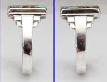 Load image into Gallery viewer, Antique 1920&#39;s Art Deco Ostby &amp; Barton Natural RARE  MATRIX Kingman Turquoise Solid Silver Mens Ring