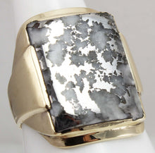 Load image into Gallery viewer, HEAVY Antique 1930&#39;s Late Period Art Deco RARE Natural Silver in Quartz 10k Solid Gold Men&#39;s Ring