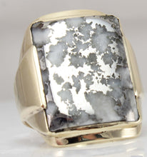 Load image into Gallery viewer, HEAVY Antique 1930&#39;s Late Period Art Deco RARE Natural Silver in Quartz 10k Solid Gold Men&#39;s Ring