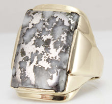 Load image into Gallery viewer, HEAVY Antique 1930&#39;s Late Period Art Deco RARE Natural Silver in Quartz 10k Solid Gold Men&#39;s Ring